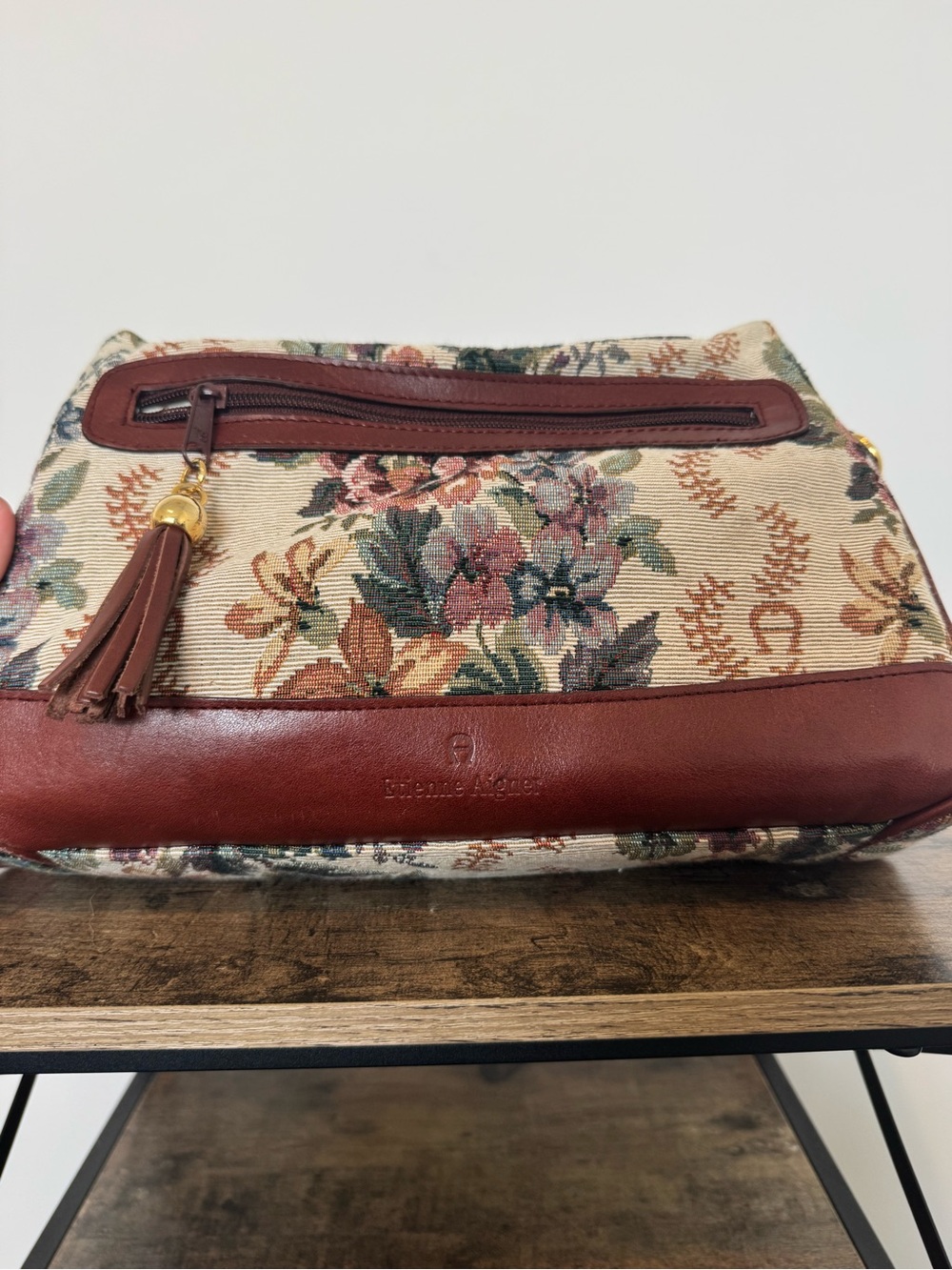 Vintage Etienne Aigner Floral Tapestry Top-Handle Satchel Handbag - Picture 7 of 15